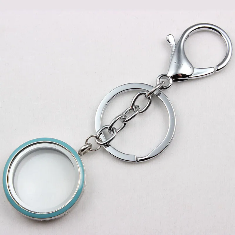 Фото 30mm Magnetic Floating Locket Keychain Mix Colors Enamel Glass Key chain Keyring father day gift | Украшения и аксессуары