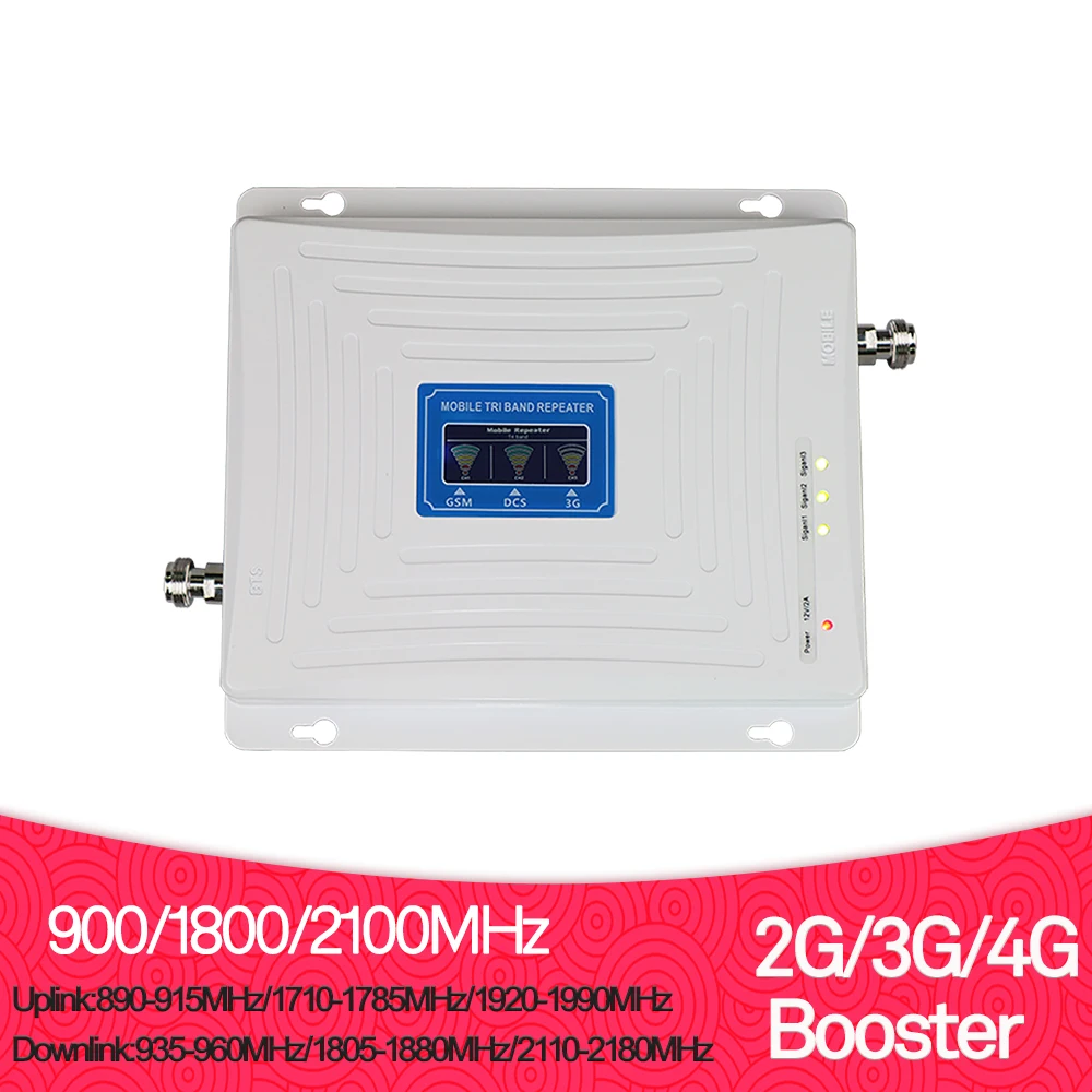 

ZQTMAX 2g 3g 4g signal booster Tri Band repeater 900 1800 2100 GSM WCDMA UMTS LTE DCS 1800 Cellular Repeater Amplifier 70dB