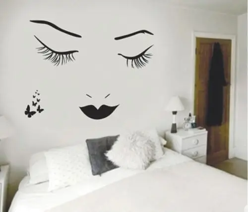 

Removable Mural DIY Art Wall Stickers Bedroom Romantic Sticker Vinyl Black Eyelash Girl Adesivo De Parede Wall Decal Sofa LA002