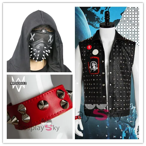 Watch Dogs 2 Wrench Cosplay Faux Leather Black Vest Dedsec Rivet Vests Costume With Mask Cool Costume
Watch Dogs 2 Wrench Cosplay Faux Leather Black Vest Dedsec Rivet Vests Costume With Mask Cool Costume