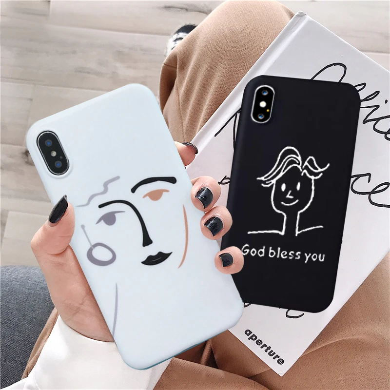 JAMULAR Funny Abstract Art Face Phone Case For iPhone X XS MAX XR 6 6s 7 8 Plus Soft Matte Black White Silicone Back Cover Coque
JAMULAR Funny Abstract Art Face Phone Case For iPhone X XS MAX XR 6 6s 7 8 Plus Soft Matte Black White Silicone Back Cover Coque