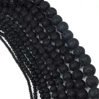 Wholesale Black Lava Beads Natural Volcanic Rock Stone Beads Loose 4 6 8 10 12 14 16 18 20mm Handmade Jewelry Making image
