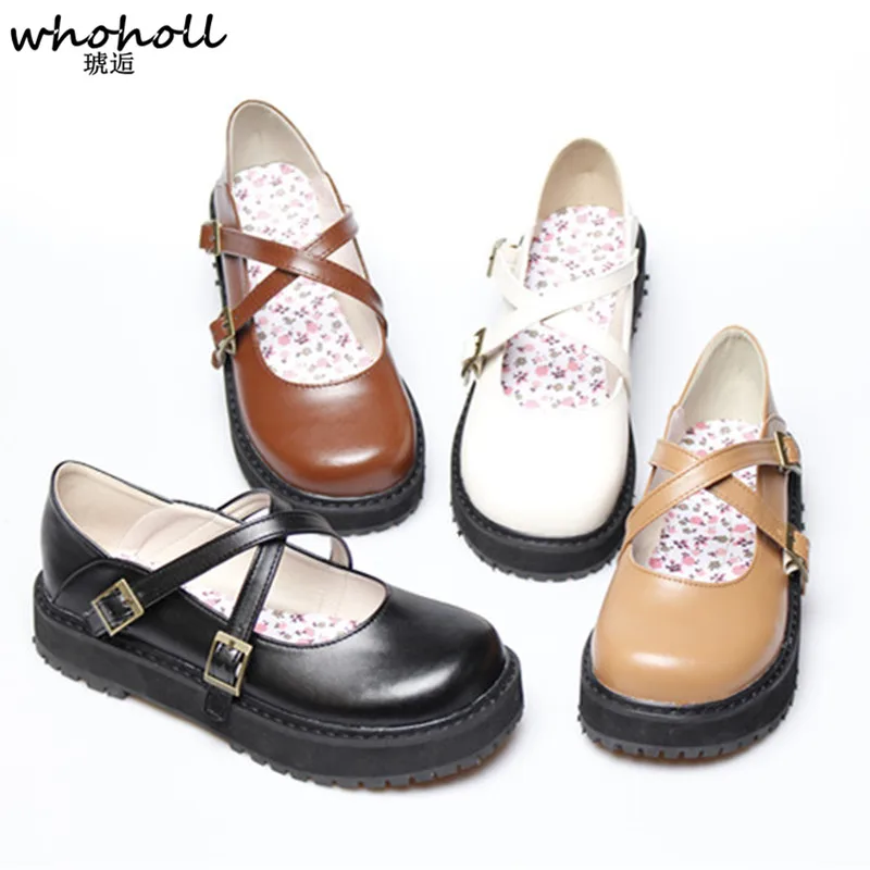 WHOHOLL Women Lolita Flat Shoes Japanese Cosplay Maid JK Uniform Leather Shoes Female Buckle Strap Flat Platform Cute Round-toe
WHOHOLL Women Lolita Flat Shoes Japanese Cosplay Maid JK Uniform Leather Shoes Female Buckle Strap Flat Platform Cute Round-toe