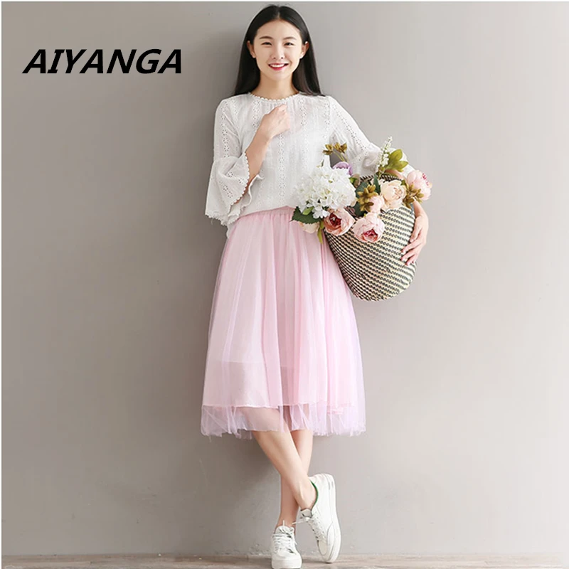 3 Color women Elegant mesh ball gown skirts Elastic waist medium long solid green pink white female casual lose skirts summer
3 Color women Elegant mesh ball gown skirts Elastic waist medium long solid green pink white female casual lose skirts summer
