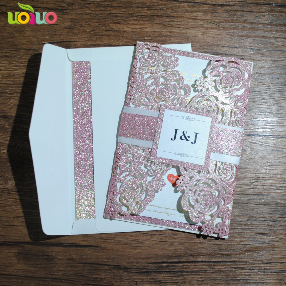 free DIY 25set rose gold glitter paper invitation card with printed card tag ,rose band customzied envelope inside glitter
free DIY 25set rose gold glitter paper invitation card with printed card tag ,rose band customzied envelope inside glitter