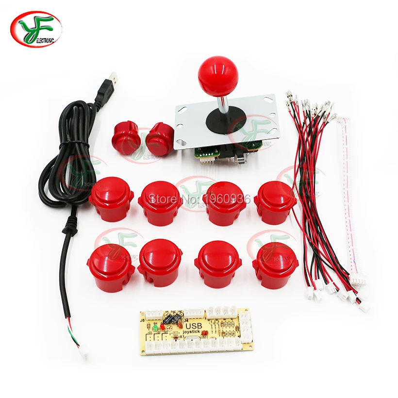 DIY arcade joystick handle kit set with 5 pin Joystick 24mm & 30mm push button spare parts USB cable wires for PC joystick plate
DIY arcade joystick handle kit set with 5 pin Joystick 24mm & 30mm push button spare parts USB cable wires for PC joystick plate