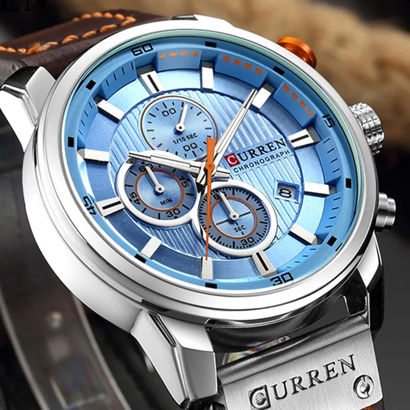 CURREN Man Watch 2019 Chronograph Blue Watches Men Luxury Brand Leather Strap Quartz Men's Wristwatches Clock Relogio Masculino
CURREN Man Watch 2019 Chronograph Blue Watches Men Luxury Brand Leather Strap Quartz Men's Wristwatches Clock Relogio Masculino