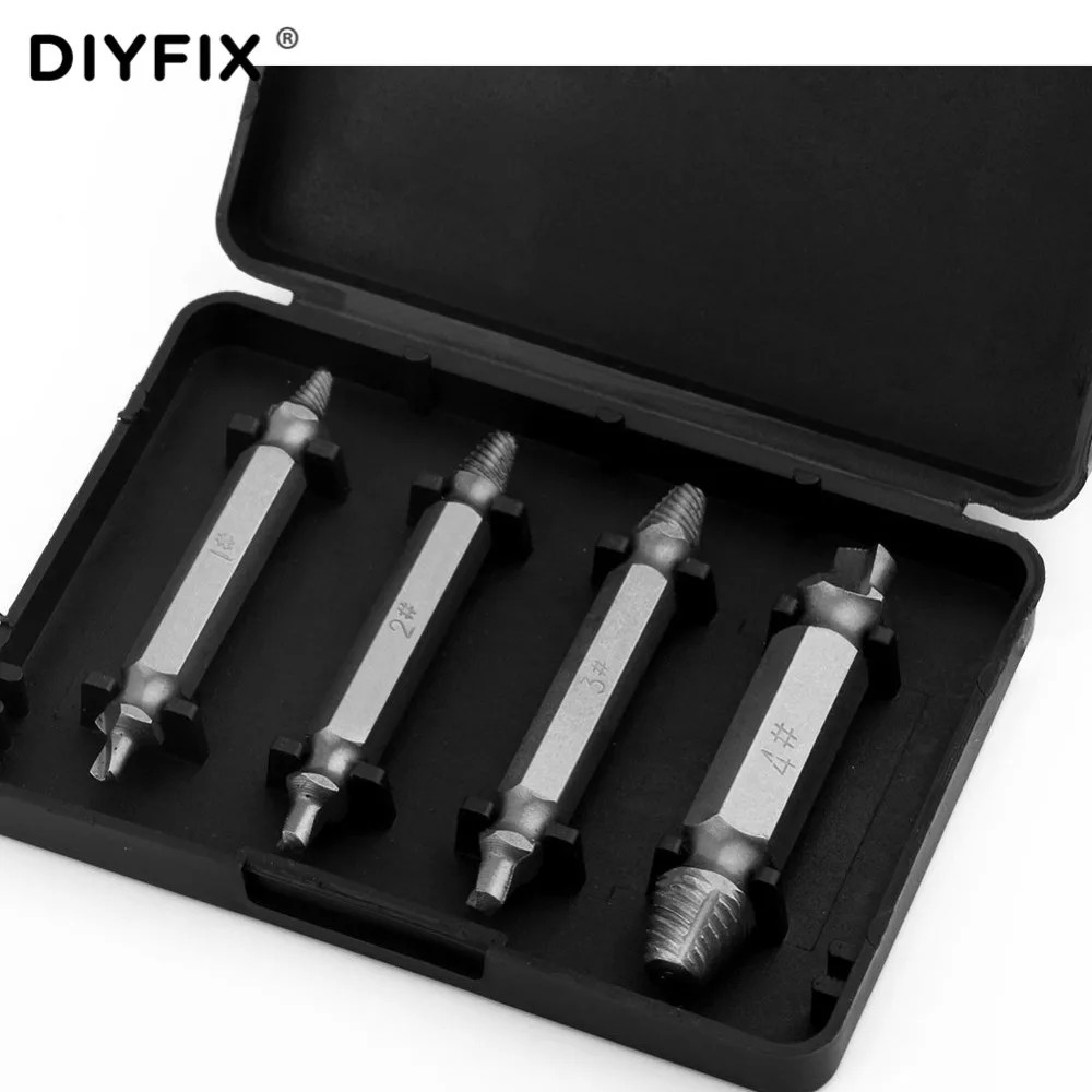 DIYFIX 4Pcs Damaged Screw Extractor Drill Bits Easy Out Guide Set Remove Broken Bolt Set Power Tool Set 1# 2# 3# 4# High Quality
DIYFIX 4Pcs Damaged Screw Extractor Drill Bits Easy Out Guide Set Remove Broken Bolt Set Power Tool Set 1# 2# 3# 4# High Quality