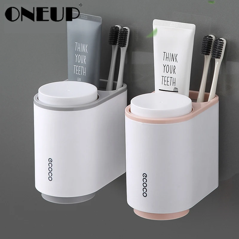 ONEUP Новый магнитный держатель зубной щетки с 2 чашками настенная зубная паста