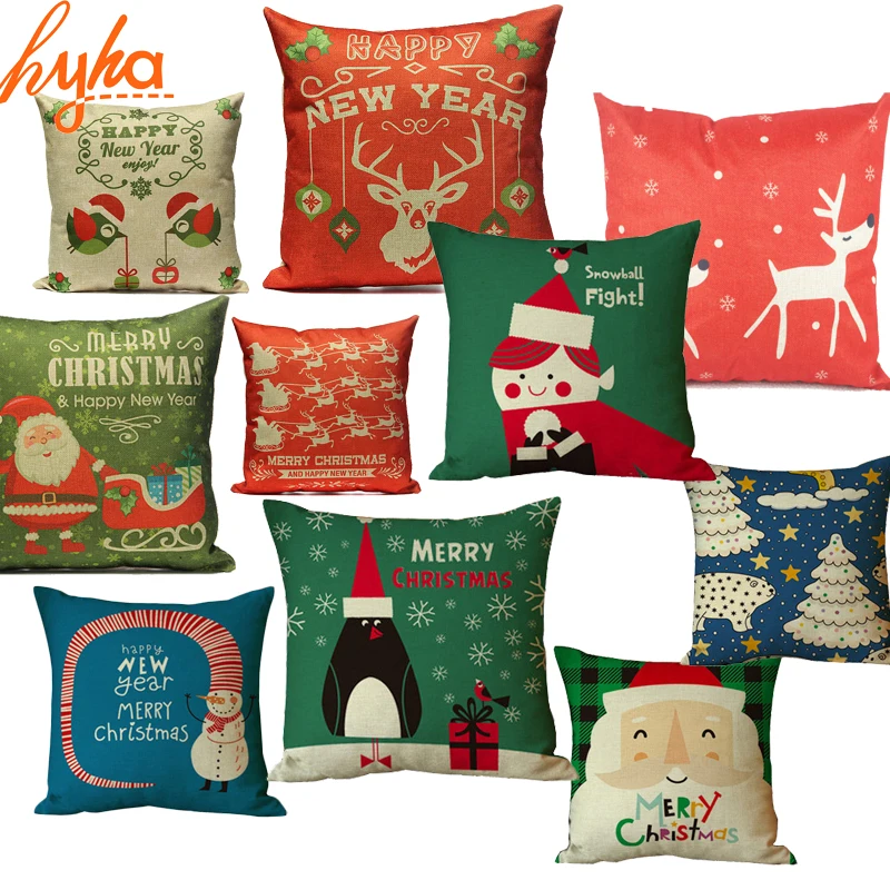 Image Hyha Christmas Cushion Cover Christmas Gift Christmas Pillow Cheap Cushion Cover for Sofa Christmas Decorations for Home Cojines