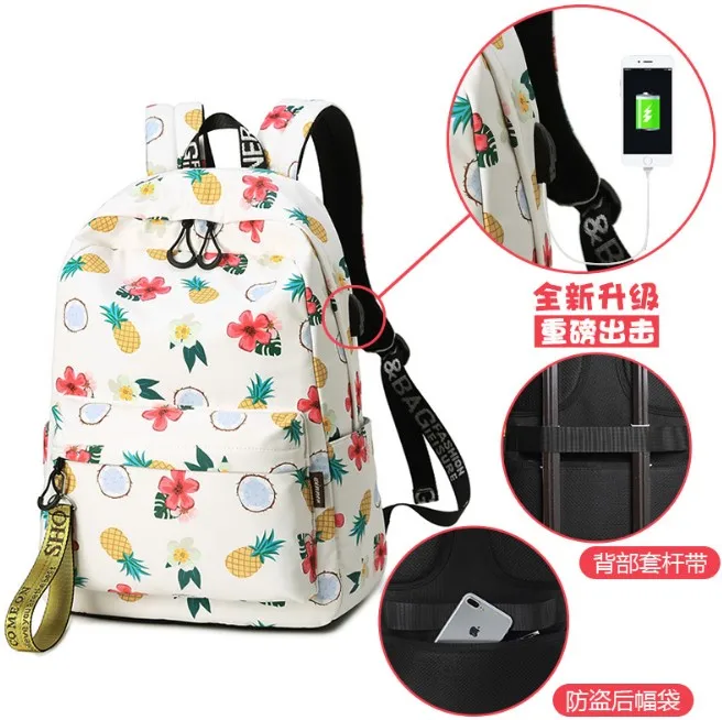 Backpack women's Student School Bag Print Headphone Jack Backpacks Charging Port Bag Female Multifunctional travel Bag W-11-70 
Backpack women's Student School Bag Print Headphone Jack Backpacks Charging Port Bag Female Multifunctional travel Bag W-11-70