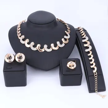 Women African Beads Jewelry Sets For Party Bridal Crystal Wedding Dress Accessories Set Pendant Necklace Earrings Bracelet Rings 
Women African Beads Jewelry Sets For Party Bridal Crystal Wedding Dress Accessories Set Pendant Necklace Earrings Bracelet Rings