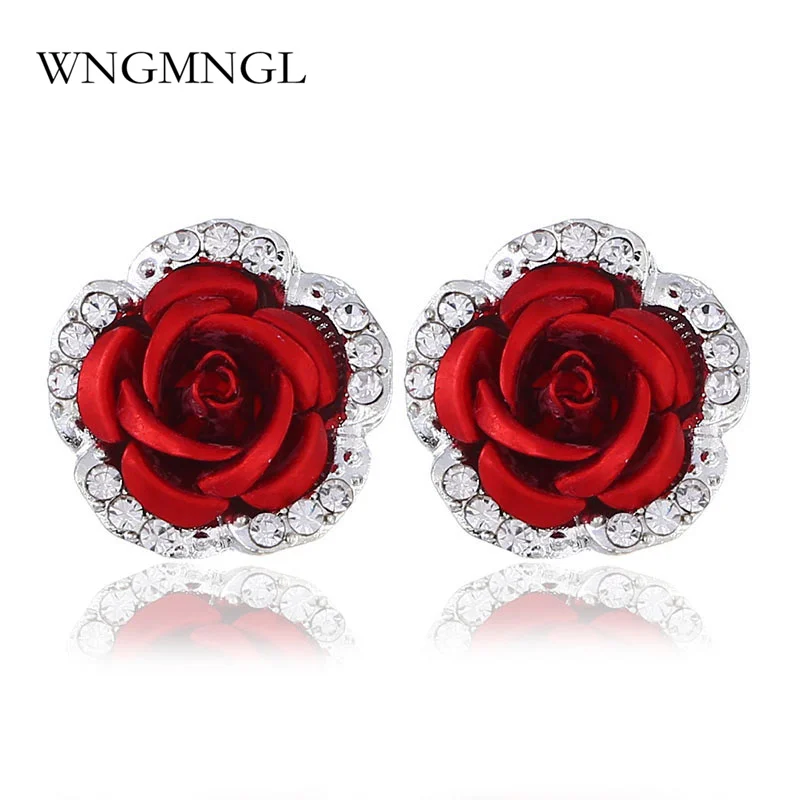 WNGMNGL 2018 Jewelry Brincos Romantic Red Rose Flower Earrings For Women Vintage Plant Crystal Rhinestone Stud Earrings Gift
WNGMNGL 2018 Jewelry Brincos Romantic Red Rose Flower Earrings For Women Vintage Plant Crystal Rhinestone Stud Earrings Gift