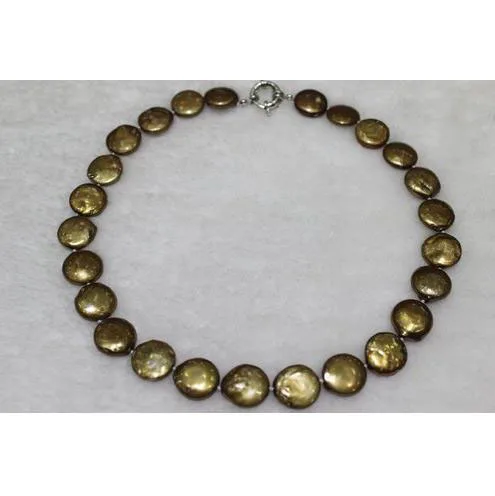 Wholesale Handwork Pearl Jewellery,Coin Shaper Freshwater Pearl Necklace, Brown 14-15mm 17inches
Wholesale Handwork Pearl Jewellery,Coin Shaper Freshwater Pearl Necklace, Brown 14-15mm 17inches