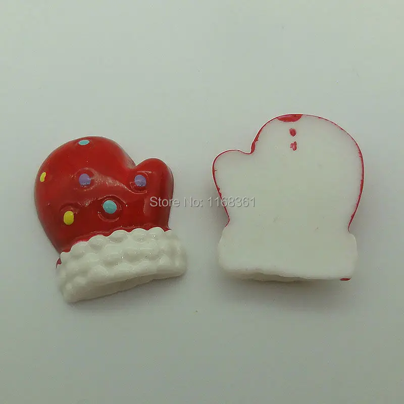 1pcs/lot resin flatback colorful glove 26mm Cabochons Scrapbooking Hair Bow Center DIY Christmas decration C106-3