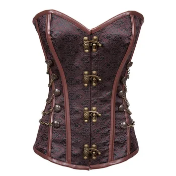 Brown Vintage Goth Chain Steel Boned Corselet Overbust Steampunk Sexy Bustier Corset Burlesque Costume For Women Slimming Waist
Brown Vintage Goth Chain Steel Boned Corselet Overbust Steampunk Sexy Bustier Corset Burlesque Costume For Women Slimming Waist