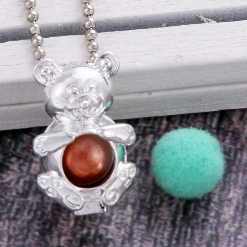 2 colors Bear shape Aroma Diffuser Necklace Perfume Essential Oil Diffuser Aromatherapy Pendant Necklace Pearl cage Pendant
2 colors Bear shape Aroma Diffuser Necklace Perfume Essential Oil Diffuser Aromatherapy Pendant Necklace Pearl cage Pendant