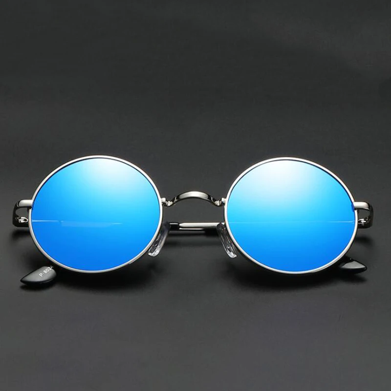

Aoron Brand Men Polarized Sunglasses Gothic Steampunk Coating Mirrored Round Circle Sun Glasses Retro UV400 Vintage Eyewear 2019