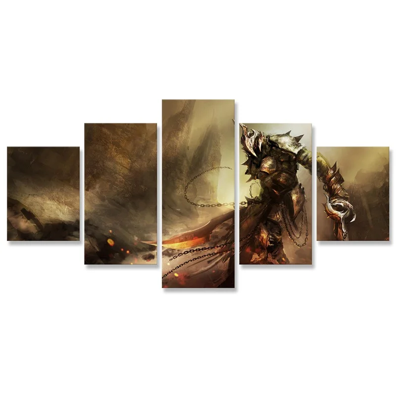 Холст с изображением темных душ 5 панелей настенная живопись игровой постер