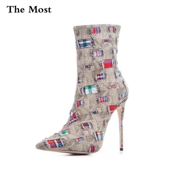 ARQA Women Boots Fashion Stitching denim plaid punk heels Ankle boots Plus Size33-48 Autumn Winter Casual Party shoes
ARQA Women Boots Fashion Stitching denim plaid punk heels Ankle boots Plus Size33-48 Autumn Winter Casual Party shoes