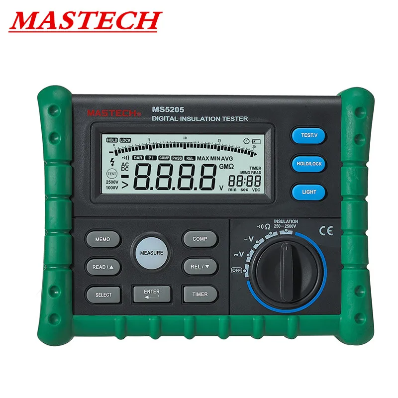 MASTECH MS5205 Portable Digital Insulation Resistance Meter Tester Megger MegOhm Meter multimeter High Precision English panel
MASTECH MS5205 Portable Digital Insulation Resistance Meter Tester Megger MegOhm Meter multimeter High Precision English panel
