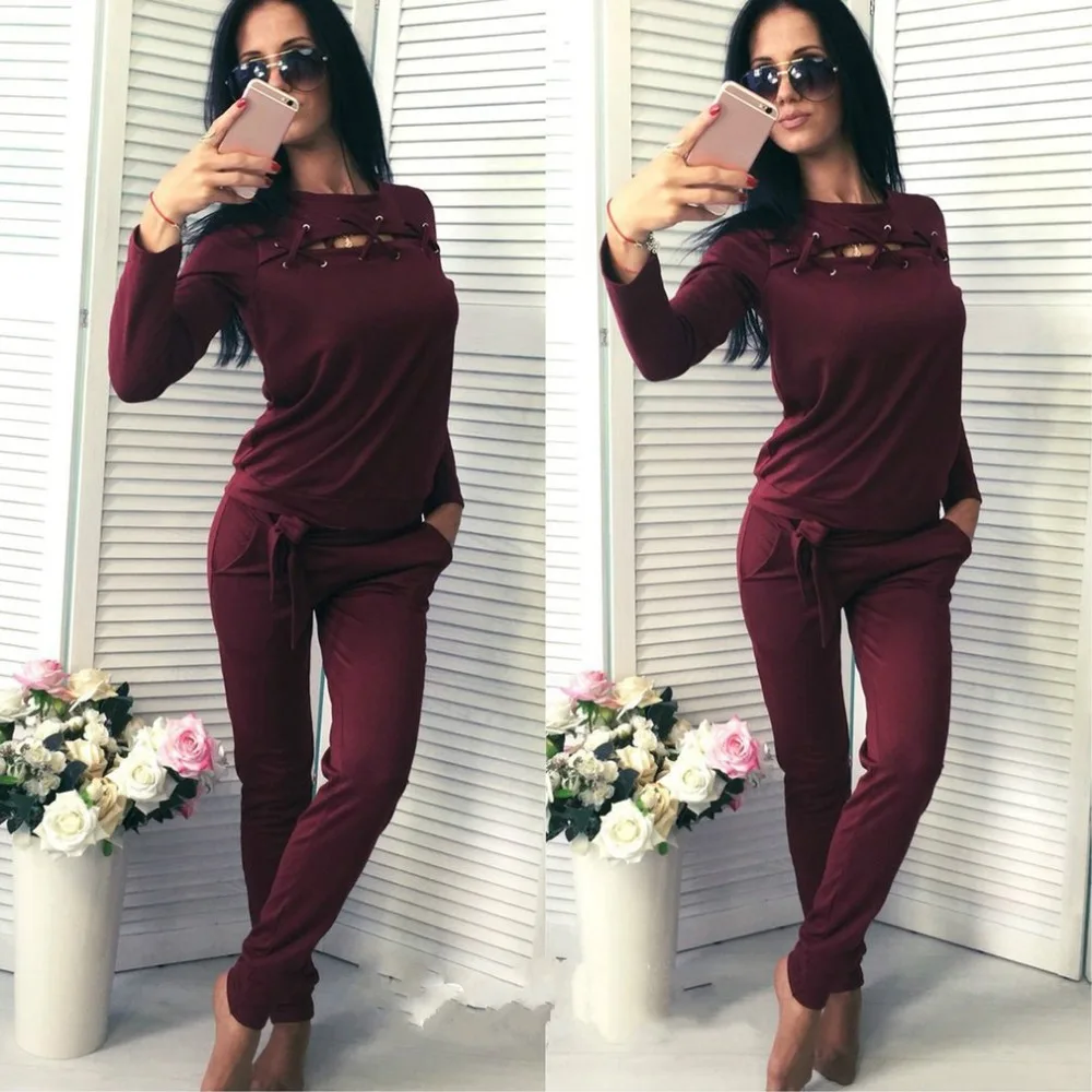 2018 Autumn 2 Pcs Women Ladies Tracksuit Lace Up Hollow Out Hoodies Slim Sweatshirt Pants Sets Sportswear Hip Hop Pullover Suit
2018 Autumn 2 Pcs Women Ladies Tracksuit Lace Up Hollow Out Hoodies Slim Sweatshirt Pants Sets Sportswear Hip Hop Pullover Suit