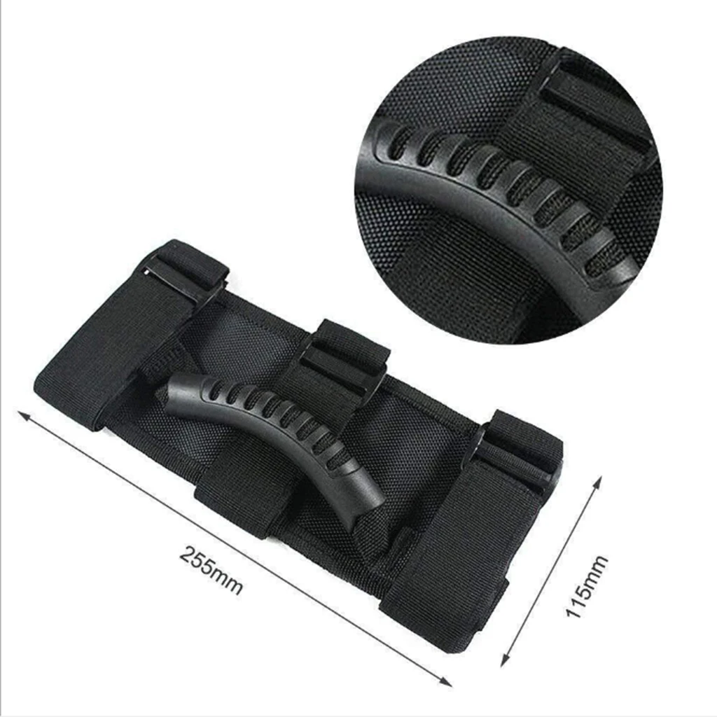 2pcs Triple Strap Roll Bar Grab Grip Handles Black for Jeep Wrangler YJ TJ JK JKU 1987-2018