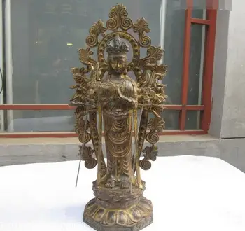 23"Tibet Fane Old Bronze Gild 1000 armed Avalokiteshvara Kwan-Yin Buddha statue
23"Tibet Fane Old Bronze Gild 1000 armed Avalokiteshvara Kwan-Yin Buddha statue