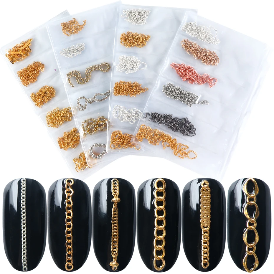6 Types Metal Chain Nail Art Decorations 3D Alloy Rhinestones Link Gold Silver Charm Diamond Jewelry Nails Accessories LYFB01-04
6 Types Metal Chain Nail Art Decorations 3D Alloy Rhinestones Link Gold Silver Charm Diamond Jewelry Nails Accessories LYFB01-04