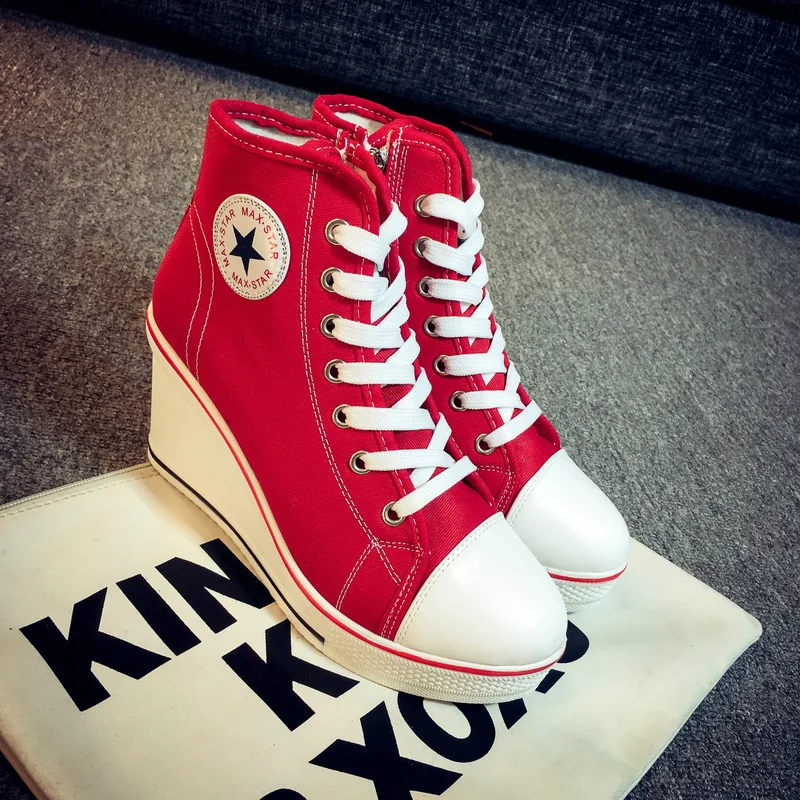 2019 Fashion New Canvas Shoes Tendon Bottom Shoes Thick Bottom Wedge with 8 Cm Increased Female Canvas with Zipper Lace-up Shoes
2019 Fashion New Canvas Shoes Tendon Bottom Shoes Thick Bottom Wedge with 8 Cm Increased Female Canvas with Zipper Lace-up Shoes