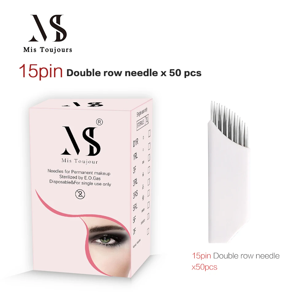50pcs 15Pin 2Rows Bevel Microblading Needles Fast Micropigmentation Eyebrows Manual Permanent Makeup Needle Tebori Tattoo Blades
50pcs 15Pin 2Rows Bevel Microblading Needles Fast Micropigmentation Eyebrows Manual Permanent Makeup Needle Tebori Tattoo Blades