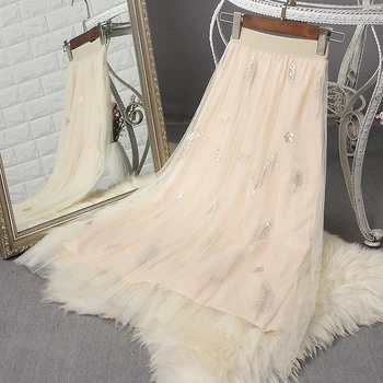 2019 Spring New Heavy Industries Sequins Embroidered Skirt Women's High Waist Long Pleated Mesh Skirt
2019 Spring New Heavy Industries Sequins Embroidered Skirt Women's High Waist Long Pleated Mesh Skirt