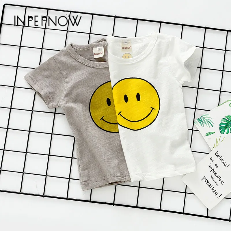 

INPEPNOW Smile Print Baby Kids Shirt Funny Boys Tshirts T Shirt Children T-shirts for Girls Short Sleeve Summer Top DX-CZX236