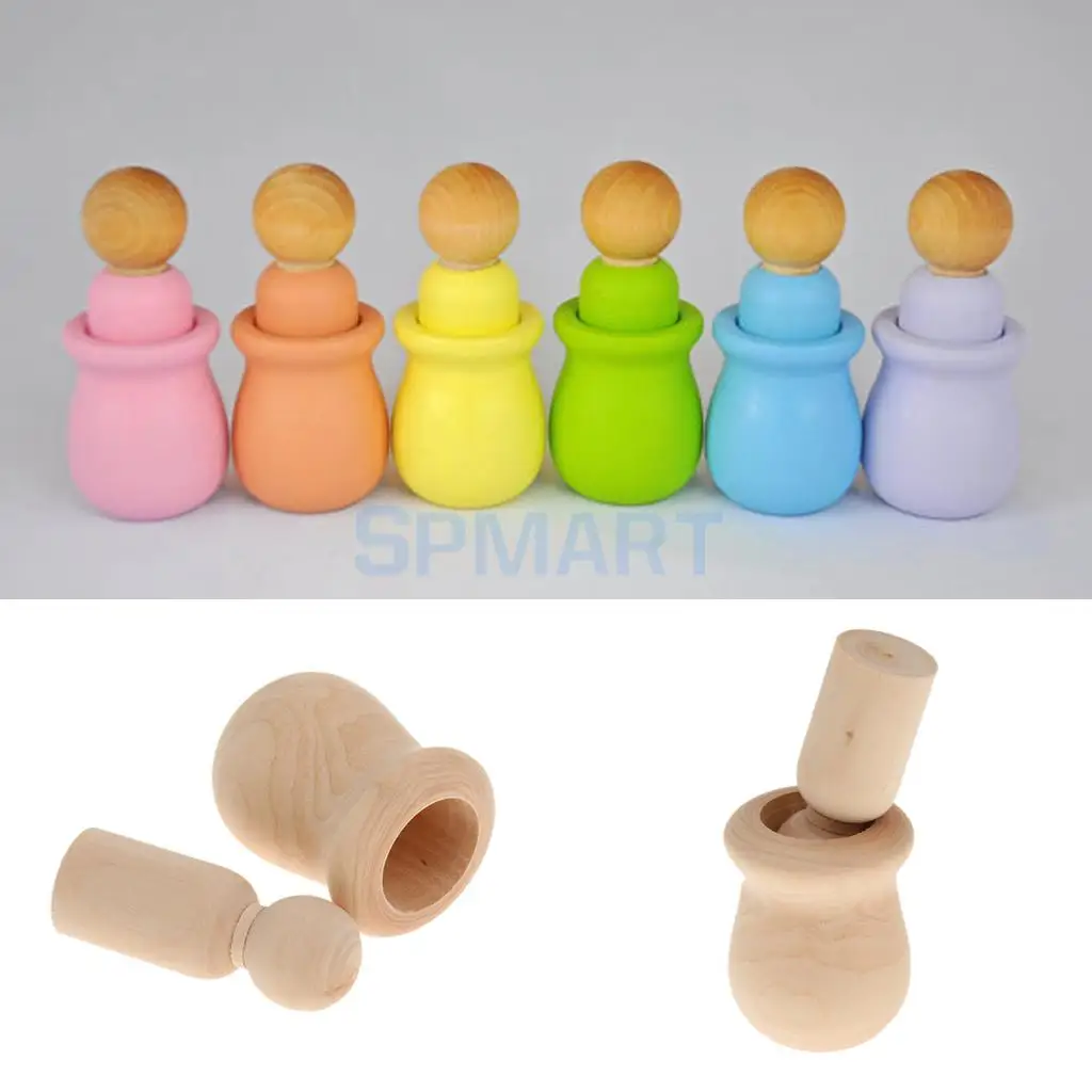20pcs Wooden Family People Nesting Set Plain Unfinished Peg Dolls DIY Making Findings Cake Topper DIY Craft Kids Toy Gift