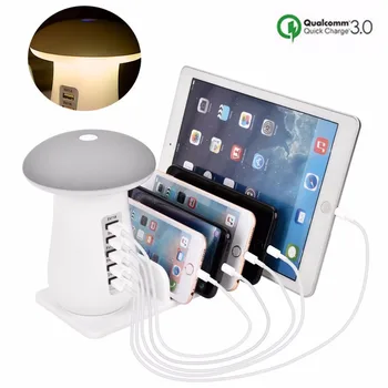 LRuiize 5 Port USB Charging Station Dock Stand Desktop Multi Charger Hub f. Phone Tablet Mushroom LED Desk Lamp-3.0 Quick Charge
LRuiize 5 Port USB Charging Station Dock Stand Desktop Multi Charger Hub f. Phone Tablet Mushroom LED Desk Lamp-3.0 Quick Charge