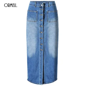 ORMELL Long Jeans Skirt 2017 Spring Summer Women Slit Skirts Straight Casual Denim Saias Plus Size Petticoat With Button
ORMELL Long Jeans Skirt 2017 Spring Summer Women Slit Skirts Straight Casual Denim Saias Plus Size Petticoat With Button