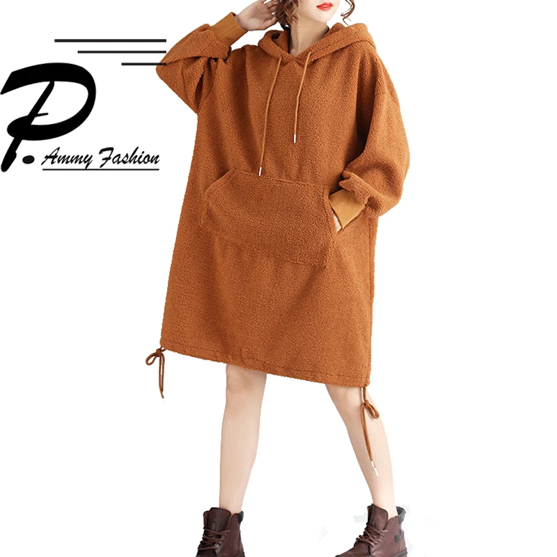 Plus Size Cashmere Hooded Long Sleeve Warm Jumper Dress Women's Winter Lagenlook Hoodies Loose Wool Tunic pullover Big Pockets
Plus Size Cashmere Hooded Long Sleeve Warm Jumper Dress Women's Winter Lagenlook Hoodies Loose Wool Tunic pullover Big Pockets