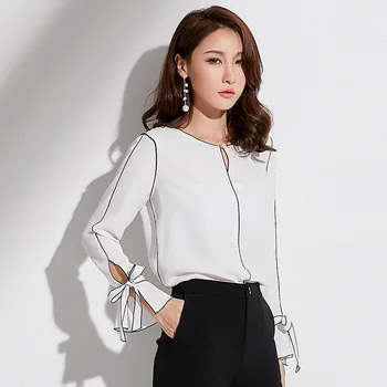 QA290 High quality women blouses elegant ruffles shirt ladies tops spring office business blusa white black red
QA290 High quality women blouses elegant ruffles shirt ladies tops spring office business blusa white black red