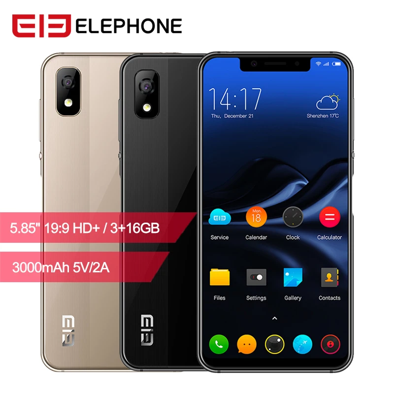 Elephone A4 Smartphone 5.85"18:9 Face ID Android 8.1 3GB+16GB MTK6739 Quad Core Fingerprint 8MP Cam 4G LTE Mobile Cell Phone OTG
Elephone A4 Smartphone 5.85"18:9 Face ID Android 8.1 3GB+16GB MTK6739 Quad Core Fingerprint 8MP Cam 4G LTE Mobile Cell Phone OTG