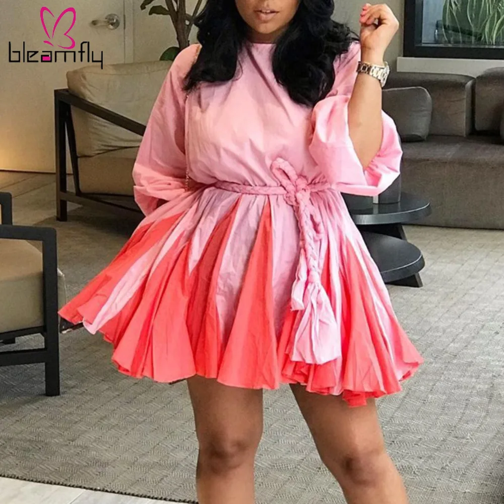 Autumn Women Long Sleeve O Neck Patchwork Pleated Dress Retro Rainbow Gradient Mini Loose Dresses Ladies Casual Female Vestidos
Autumn Women Long Sleeve O Neck Patchwork Pleated Dress Retro Rainbow Gradient Mini Loose Dresses Ladies Casual Female Vestidos