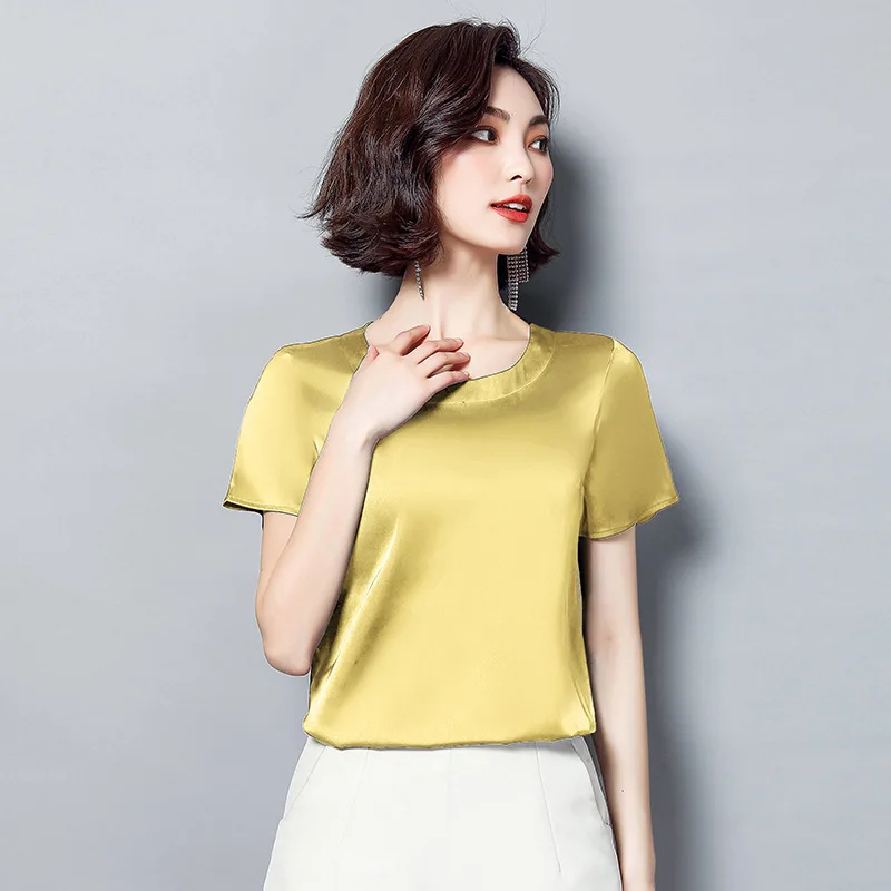 Summer 2019 Woman Plus Size Satin Solid Shirt Korean Edition Faux Silk Short Sleeve Round Neck Blouses Elegant Office Lady Shirt
Summer 2019 Woman Plus Size Satin Solid Shirt Korean Edition Faux Silk Short Sleeve Round Neck Blouses Elegant Office Lady Shirt