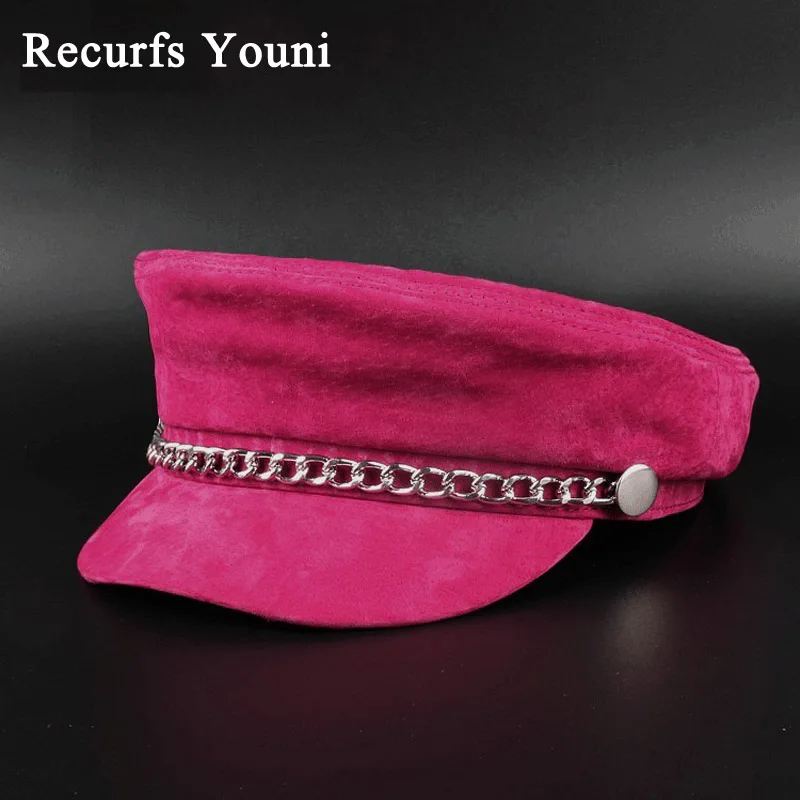 RY0108 2018 Spring Feminina Genuine Leather Silver Chain Berets Lady/Student Pigskin Suede Gorras red/Pink Color Bob Hip-hop Hat
RY0108 2018 Spring Feminina Genuine Leather Silver Chain Berets Lady/Student Pigskin Suede Gorras red/Pink Color Bob Hip-hop Hat