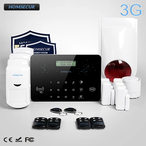 

HOMSECUR Wireless&Wired LCD 3G/WCDMA RFID Home House Pet-Immune/Friendly Alarm System LC03-3G