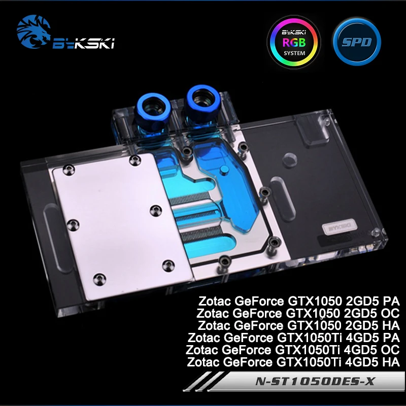 Bykski N-ST1050DES-X Full Cover Graphics Card Water Cooling Block RGB/RBW for Zotac GeForce GTX1050/1050TI 2/4GD5 PA/OC/HA | Компьютеры и