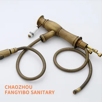 Sink antique brass pull faucet bathroom ceramic basin hot and cold mixed water faucet