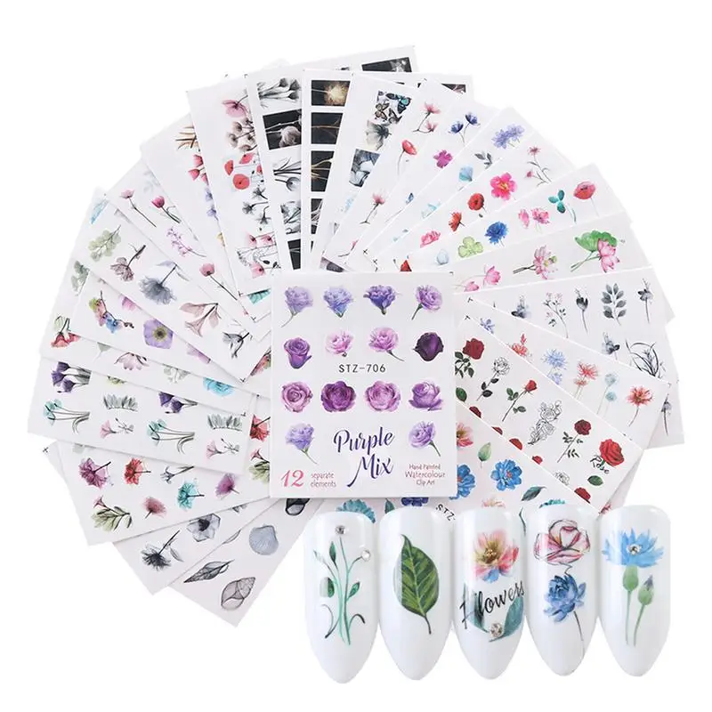 24pcs Watercolor Floral Flower Sticker Nail Decals Set Flamingo Sea Horse Designs Gel Manicure Decor Water Slider
24pcs Watercolor Floral Flower Sticker Nail Decals Set Flamingo Sea Horse Designs Gel Manicure Decor Water Slider