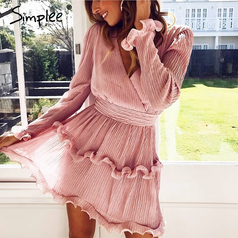 Simplee Elegant pleated chiffon women dress summer 2019 Long sleeve v neck ruffles white dresses Casual mini dress vestidos
Simplee Elegant pleated chiffon women dress summer 2019 Long sleeve v neck ruffles white dresses Casual mini dress vestidos