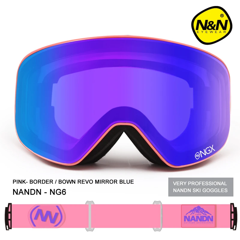 Image New NANDN brand ski goggles Ski Goggles Double Lens UV400 Anti fog Adult Snowboard Skiing Glasses Women Men Snow Eyewear