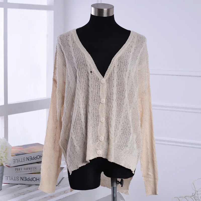 Women Sweater Casual Loose Style Thin Coat Blue White Yellow Khaki Color Womens Pullovers | Женская одежда
