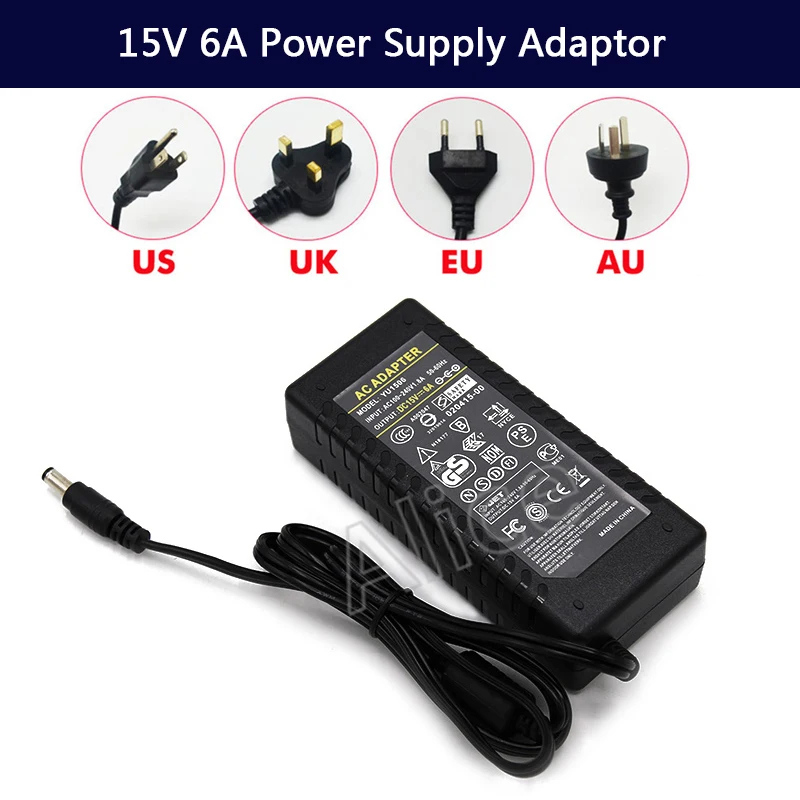 New LED Driver AC 100-240V to DC 15V 6A Power Supply Charger Adapter Transformer 220V 15V 90W Converter with power cord
New LED Driver AC 100-240V to DC 15V 6A Power Supply Charger Adapter Transformer 220V 15V 90W Converter with power cord